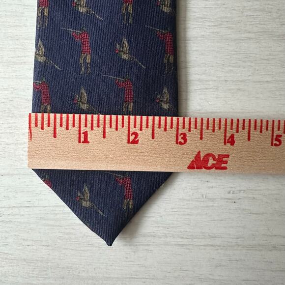 Polo Ralph Lauren Blue Vintage Pheasant Hunter Tie Italy 100% Wool Made in USA - Picture 6 of 9